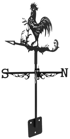 YOSADIER Girouette Coq en Fer 3D Indicateur de Direction du Vent pour Toit Jardin et Terrasse Décoration de Jardin Vintage Résistante et Artisanale Outil Météorologique Pratique