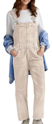 LKRSEEF Arbeitslatzhose Damen Jumpsuit Latzjeans Ärmellos Strapsanzug Denim Mit Taschen Latzhosen Für Jeans Overall 90Er Jahre Hoseanzug Stretch Streetwear Latzhose