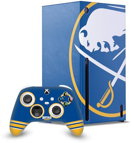 Head Case Designs Offizielle NHL Übergroß Buffalo Sabres Spielekonsolen Wickeln Und Gamecontroller-Häute Im Paket kompatibel mit Xbox Series X