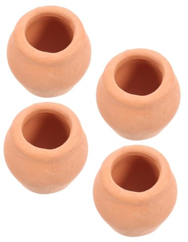 MAGICLULU Lot de 4 Petits Pots de Pépinière en Terre Cuite Ronde sans Trou Mini Pots pour Succulentes et Plantes Grasses D’intérieur Taille 2 Adaptés Jardinage Compact et Décoration