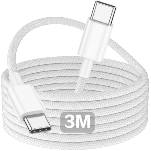 USB C Kabel 3M für iPhone 17 16 15, USB C Ladekabel Schnellladekabel USB C auf USBC Kabel Nylon Geflecht iPhone USB C Ladekabel 3M Lang USBC Schnellladekabel für 17 16 15 Pro Max/17/16/16 Pro/15 Plus