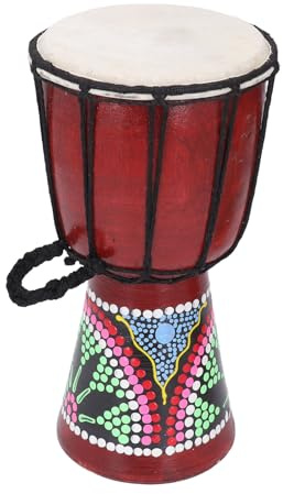 Generic Tambour Africain Djembé Rouge Unique Peint à la Main pour Enfants et Adultes, Construction Légère de 25 Cm