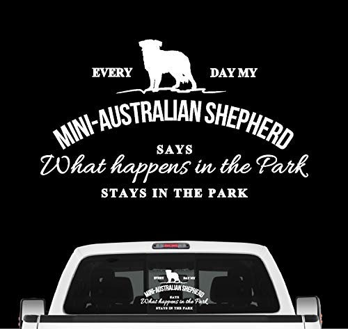siviwonder Mini Australian Shepherd Vintage Hundeaufkleber Hundemotiv Auto Folie Aussie Farbe Weiss, Größe 45cm