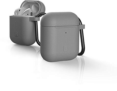 U by UAG [U] Dot Soft-Touch Silicone Case Apple Airpods 2 (2019) / Apple Airpods 1 (2016) Funda [Compatible Carga inalámbrica (LED Visible), Cubierta del Lightning-Conector, mosquetón] Gris