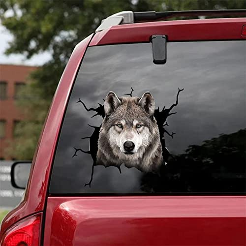 KedAiKJ 3D-Wolf-Auto-Rissaufkleber, Wolf-Autofensteraufkleber, Auto-Vinyl-Aufkleber für Wand, Auto, Glas, Stoßstange, Kühlschrank, Laptop usw. (25,4 x 25,4 cm)