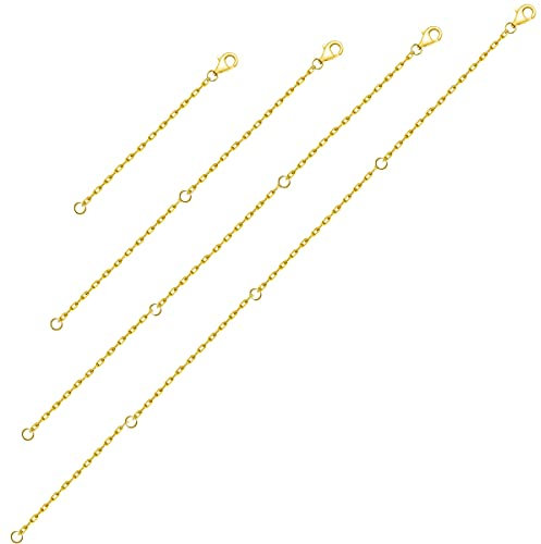 Fantasyon Gold Necklace Extenders 4PCS Bulk Bracelet Extension Safety Stainless Steel Jewelry Extension Chains for Jewellery Making (2 4 6 8 Inches)