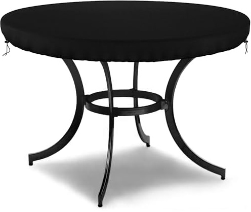 Dokon Round Garden Table Top Cover Waterproof, Outdoor Patio Table Covers | Heavy Duty Oxford, Waterproof Nano Coating, Windproof Drawstring, Anti-UV, Fits Small Tables, Round 82X10cm, Black