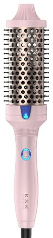 K&K Brosse thermique Keratin Thermal Brush Protect Tonneau chauffant Brosse à cheveux chaude ionique lisse Peigne volume Lisseur Bigoudis Outil de coiffage, Double tension (45 mm)