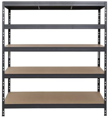 Master Regale Rivet Schwerlastregal mit lackierbaren HDF-Platten, 180x150x45cm (HxBxT), 5 Böden mit je 250kg Tragkraft, anthrazitgrau, praktisches Stecksystem, umweltfreundlich und recycelbar