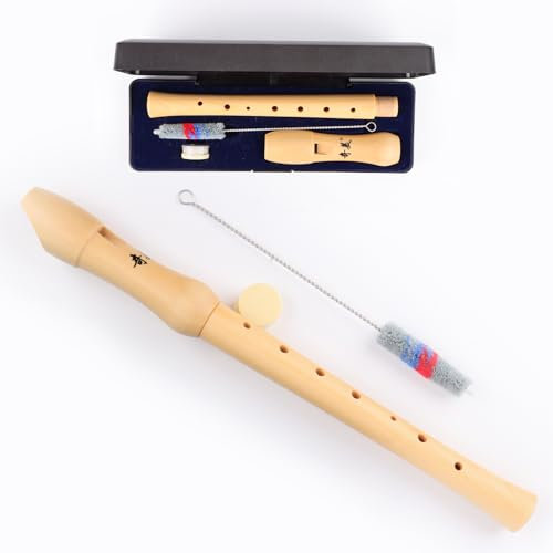 RUNEAY Blockflöte Holz, Sopran Blockflöte Kinder Anfänger mit Exquisiten Aufbewahrungskiste, 1 Korkfett und 1 Reinigungsbürste geliefert, Roter Ahorn Kinderflöte für Kinder Erwachsene Anfänger