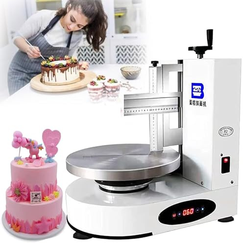 XARONF Electrical Rotating Adjustable Cake Edge Surface Scraper 35cm Turntable,4-12InchesCakes, Automatic Birthday Cake Cream Spreading Coating Edge Smoothing Polisher (Color : White)