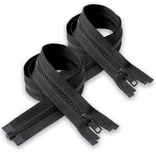 IPEA Cerniera Lampo Nera lunga 70 cm Nera - 2 Pezzi - Catena Misura #5 - Cerniere Lampo Divisibili per Abbagliamento Arredamento Cucito Giacche - Zip - Larghezza 30 mm - Colore Nero