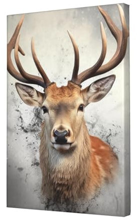 LPSRTWE Leinwanddrucke, Tier, Hirsch, Wandkunst, HD-Druck, Poster, Wandbehang für Schlafzimmer, Bild, Gemälde für Büro, Kunstwerk, Leinwandbilder für Wohnzimmer, Kunst, Wanddekoration, 30,5 x 45,7 cm