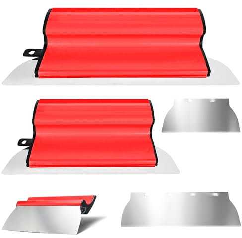 Couteau à Mastic 40cm+80cm Acier Inoxydable Spatule Outil Spatule Acier Inoxydable Kit de Spatule en Acier Inoxydable Placoplâtre pour Grand Espace de Travail Décoration Murale Construction