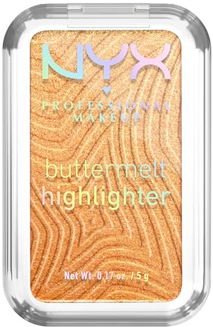 NYX Professional Makeup Highlighter für das Gesicht, Butterweiche Textur, Mit pflegender Sheabutter, Mangobutter und Mandelbutter, Vegan, Buttermelt Highlighter, Farbe: Butta Bling
