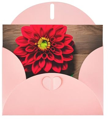 Holzbrett, Retro-Blume, rote Dahlie, Geschenkkarten, Unisex-Geburtstagskarten, Dankeskarten mit Umschlägen
