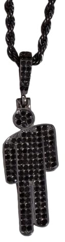 AYVRUOP Damen & Herren Menschliche Diamanten Halskette aus Edelstahl,Lustige Mehrfarbige Simulierter Diamant Anhänger,Cubic Zirkonia Steinen Schwarz,Mode Hip Hop Accessoires Schmuck,1 Stück