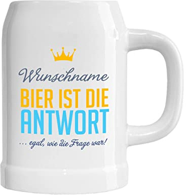 Herz & Heim® Bierkrug mit Aufdruck für Ihren Papa - mit Wunschname Bier ist die Antwort
