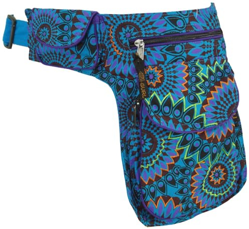 GURU SHOP Stoff Sidebag & Gürteltasche, Goa Gürteltasche - Türkis, Herren/Damen, Baumwolle, Size:One Size, 27x20 cm, Festival- Bauchtasche Hippie