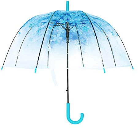 Clear Canopy Bubble Umbrella Transparent Dome Shape Cherry Blossoms,Windproof Lightweight Stick Umbrella