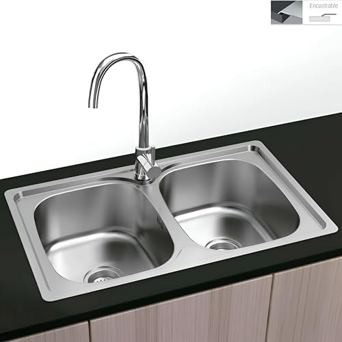 Dublin - Fregadero Encastrar Cuadrado 80x44 | 2 Senos | Acero Inoxidable Aisi 304