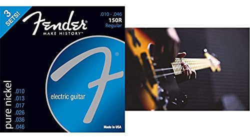 Fender 073-0150-310 E-Gitarren Saiten 150R, 3er Pack Pure Nickel, 010/046 & 073-0150-309 E-Gitarren Saiten 150L 3er, Pack Pure Nickel, 009/042