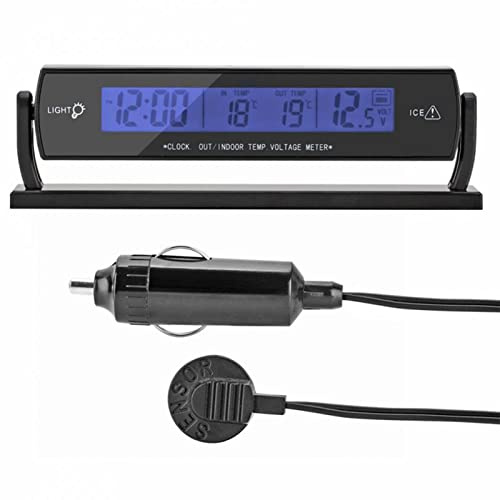 Auto-Auto-Temperatur-Spannungsmonitor, Hohe Genauigkeit Auto-Auto-Temperatur-Spannungsmonitor Digitales LCD-Display Thermometer Voltmeter