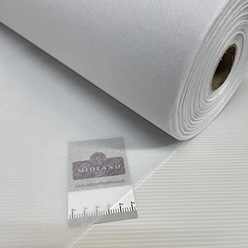 Vit 1 meter lätt smältbart järn på gränssnitt 90 cm brett tyg perfekt för styffningstyg, PPE, skrubbar (1 meterpaket)