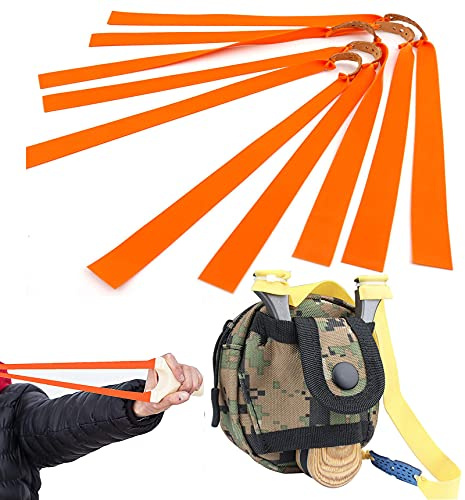 COITROZR Cordes de Chasse de Rechange, Lot de 10 Elastiques Bandes pour Lance-Pierres, Durable Bandes élastiques en Caoutchouc, Fronde Lance Pierre Chasse puissante pour Slingshot,Orange