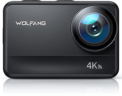 WOLFANG GA400 Action Cam 4K 60FPS Unterwasserkamera WiFi 8M Wasserdicht ohne Gehäuse 3.0 EIS Bildstabilisator Touchscreen Helmkamera (Fernbedienung, 2 x 1350mAh Akkus und Zubehör Kit)