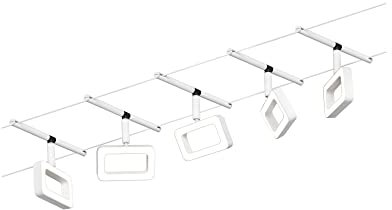 Paulmann 94483 LED Cable System Frame Base Set 5 x 400 lm incl. 5 x 4.8 W Warm White Matt Chrome Plastic Metal Lighting System 3000 K