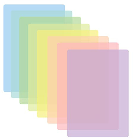 Wendergo Lot de 8 superpositions de couleur A4 pour la dyslexie, aide à la lecture dyslexique, aide à la lecture, superpositions guidées en plastique de couleur claire pour la dyslexie, le TDAH, le