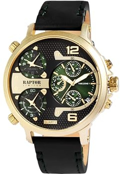 Raptor Armbanduhr Herren Schwarz Edelstahl Analog | Herrenuhr Design klassisch schwarzes Zifferblatt | Herren Armbanduhr Fliegeruhr Stil – Markenuhr Herren Set