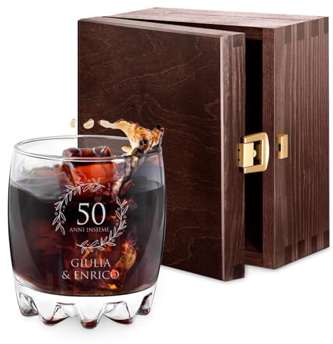 Maverton bicchiere da whisky, in vetro da 310 ml, incisione personalizzata | Idea per anniversario, perfetto per bourbon e drink, bicchiere personalizzato, pensiero speciale, insieme