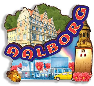 Aalborg Dänemark Kühlschrankmagnet, 3D, klassische Holz-Kühlschrankmagnete, Wahrzeichen, handgefertigt, Handwerk, Reise, Souvenir, Geschenk, Sammlung, Dekoration, 803
