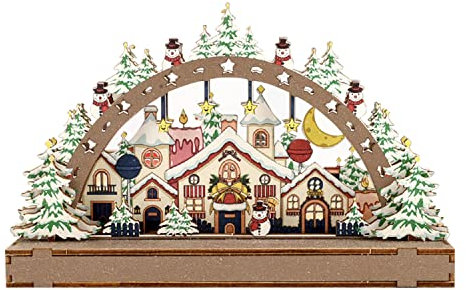 LAEMILIA WeihnachtSdeko Tischdeko Holz Weihnachtshaus Weihnachtsdorf Weihnachtsstadt Fensterdeko Weihnachtsdekoration