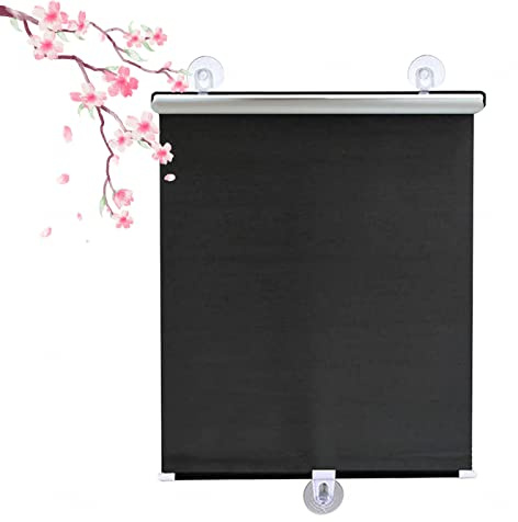 Suction cup roller blinds, protection UV blackout window shade, portable curtains with suction cups, temporary privacy blinds, 30-75cm wide, retractable,Black-30x125cm/12x49in