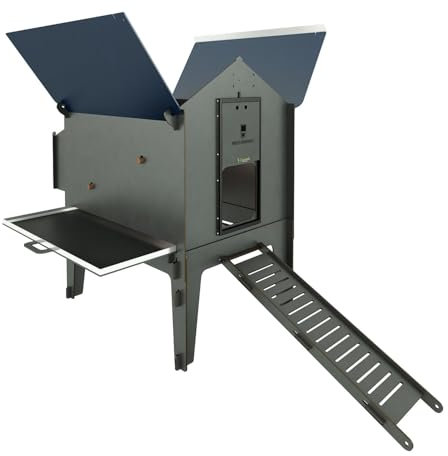 Geflügelter Hühnerstall für 8 Hühner mit abnehmbarer Schublade POLLY CLASSIC LIFT XL grau