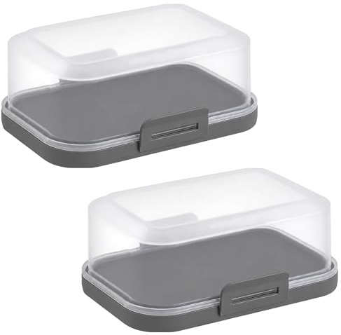2x Hochwertige Stapelbare Butterdose mit Verschluss, Plastik-box-dose, Perfekte Ordnung im Kühlschrank BPA-Frei Mehrzweck anthrazit