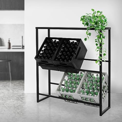 ML-Design Getränkekistenregal 6-8 Kisten mit Ablage, 100x32x108,5 cm, Stahl, freistehend, Standregal für Getränkekisten, Getränkeregal Kastenregal Kistenregal Bierkistenregal Getränkekistenständer