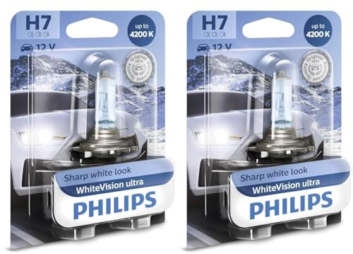 Philips WhiteVision ultra H7 Scheinwerferlampe, 4.200K, Einzelblister (Packung mit 2)