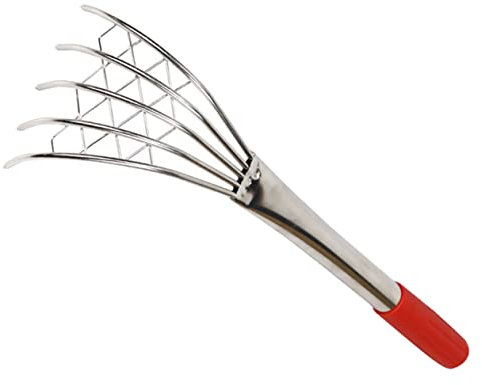 FONDOTIN Rastrello Spiaggia in Acciaio Inossidabile Con Rete Rastrellino Per Molluschi Claw Rake Ergonomico Per Scavo Di Vongole e Molluschi Strumento Resistente e Maneggevole Per Casa