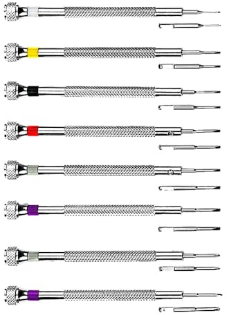 Lot de 8 tournevis de précision à tête plate avec lames de rechange pour montres, lunettes, bijoux électroniques (ensemble A)