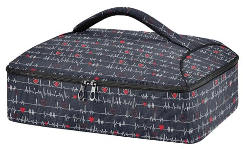 Mnsruu Contenitore per casseruole per elettrocardiogramma per cibi caldi o freddi, borsa termica per casseruole con coperchio, borsa per cibo per viaggi, feste, picnic, elettrocardiogramma, Taglia