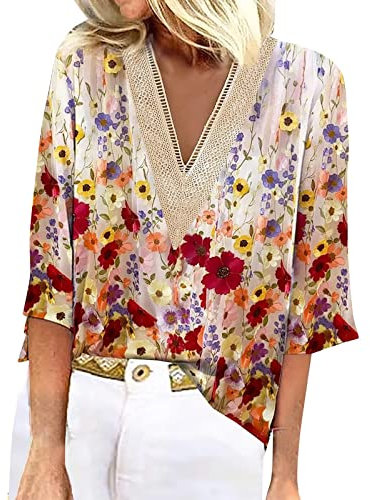 SCBFDI Spring Clothes for Women Bibs with Sleeves 3-4 Years Black Shirt Womens Ladies Blouse Womens Red Tshirt Black Shirt Womens 3/4 Sleeve Ladies Summer T Shirts Black Shirt Womens Beige XL