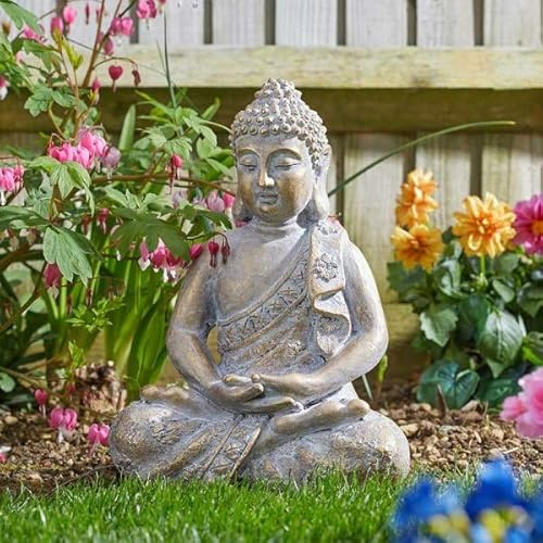 Smart Garden Buddha Meditating Garden Statue Ornament Gold Finish Resting Buddha 37cm, 5071026