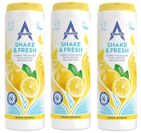 Fab Int Products 3 Pack Astonish Shake n Fresh Carpet Freshener Powder - Astonish Shake n Fresh Carpet Deodoriser-Highly Scented-Carpet Cleaner(Lemon Sparkle) Multi Pack