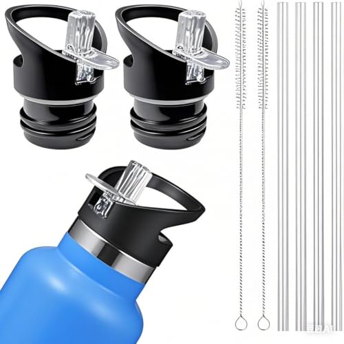 Tadpolez 2 Pièces Bouchon Gourde, Bouchon Gourde Isotherme,Bouteille Couvercle Paille,Couvercle de Gourde,Couvercle de Rechange pour Bouteille d'eau,pour Plupart Gourde Convient(Noir)