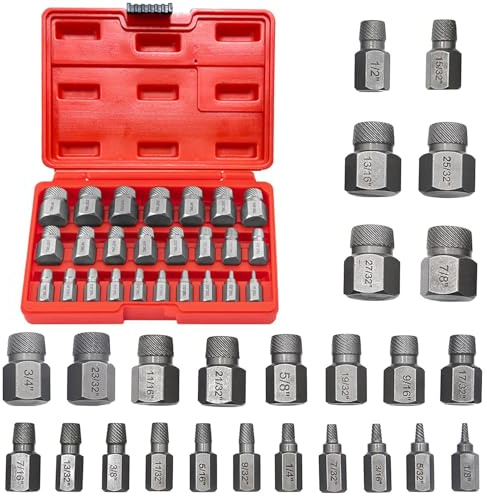 Juego de 25 Extractor de Tornillos Dañados Profesionales, Extractor Tornillos Rotos, Saca Tornillos Rotos - ¡Remueva Tornillos y Pernos con Facilidad y Precisión