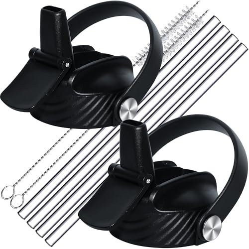 Acemoo Upgraded for Hydroflask Lids with Straw Replacement 32 oz 40 oz - Flex Handle Straw Cap for Hydro Flask Wide Mouth Water Bottle, Top Detachable Gasket Easy to Clean, BPA Free